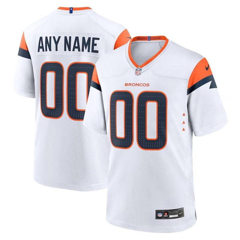 Denver Broncos - Coleção Mile High - Camisa personalizada para jogo da NFL - Branca