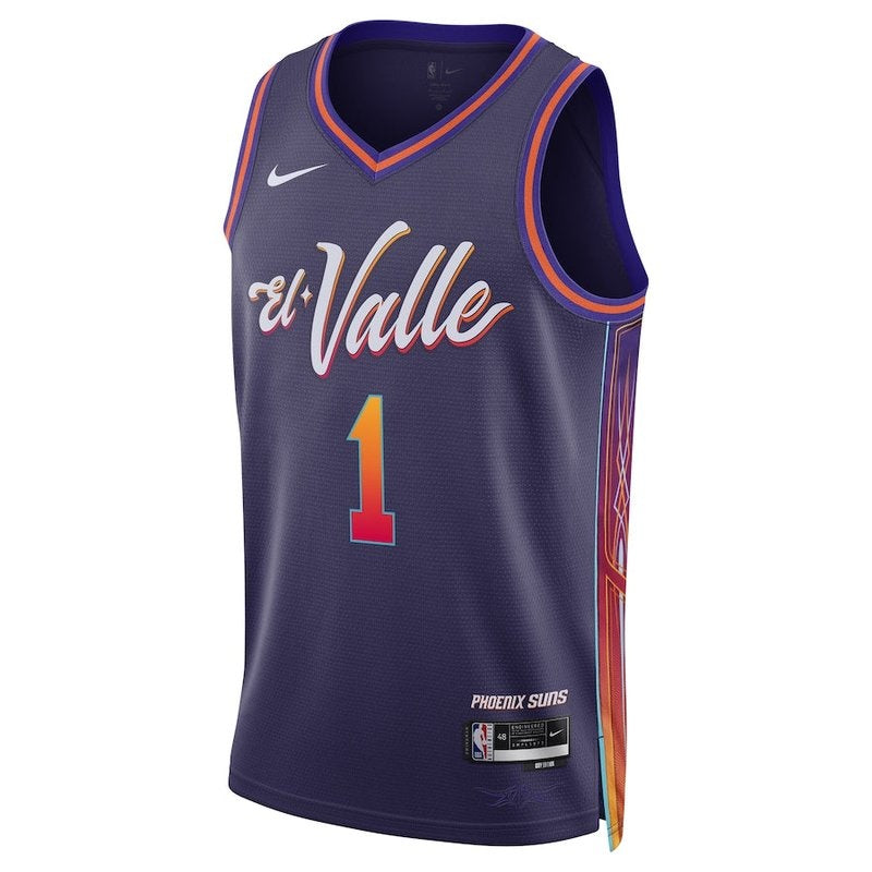 Camiseta unisex de la NBA de Devin Booker, Phoenix Suns, 23/24, morada, edición City