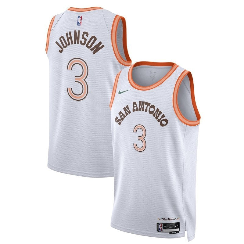 Camiseta unisex de la NBA Keldon Johnson de los San Antonio Spurs (23/24) - Blanca - Edición City