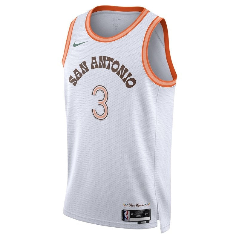 Camiseta unisex de la NBA Keldon Johnson de los San Antonio Spurs (23/24) - Blanca - Edición City