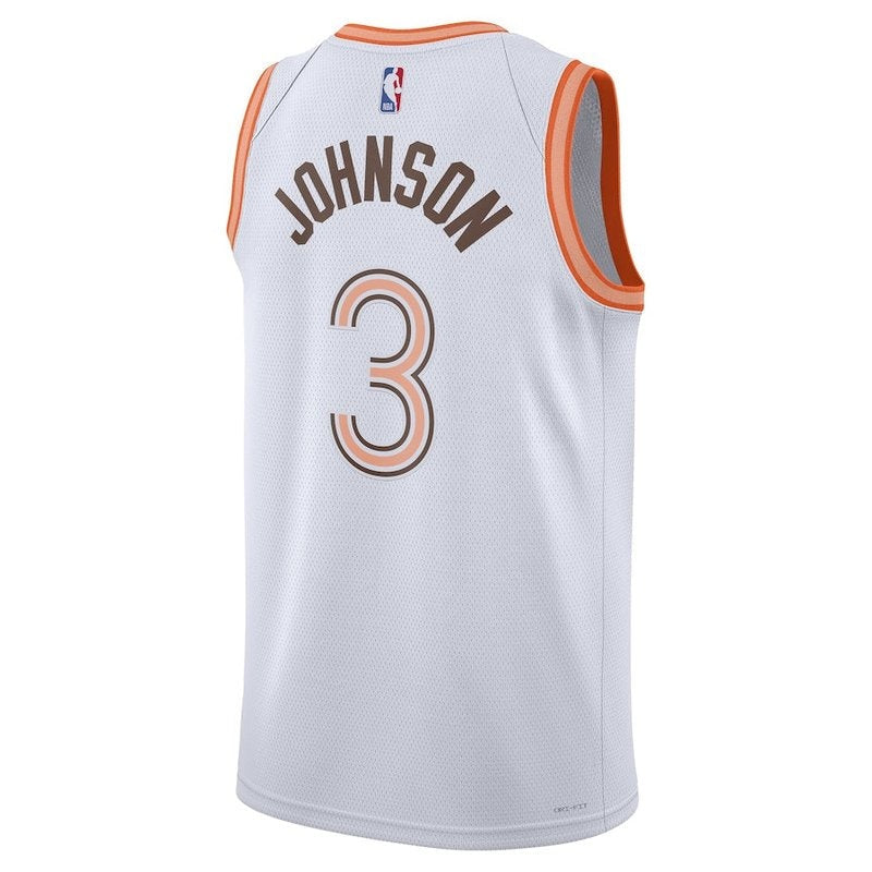 Camiseta unisex de la NBA Keldon Johnson de los San Antonio Spurs (23/24) - Blanca - Edición City