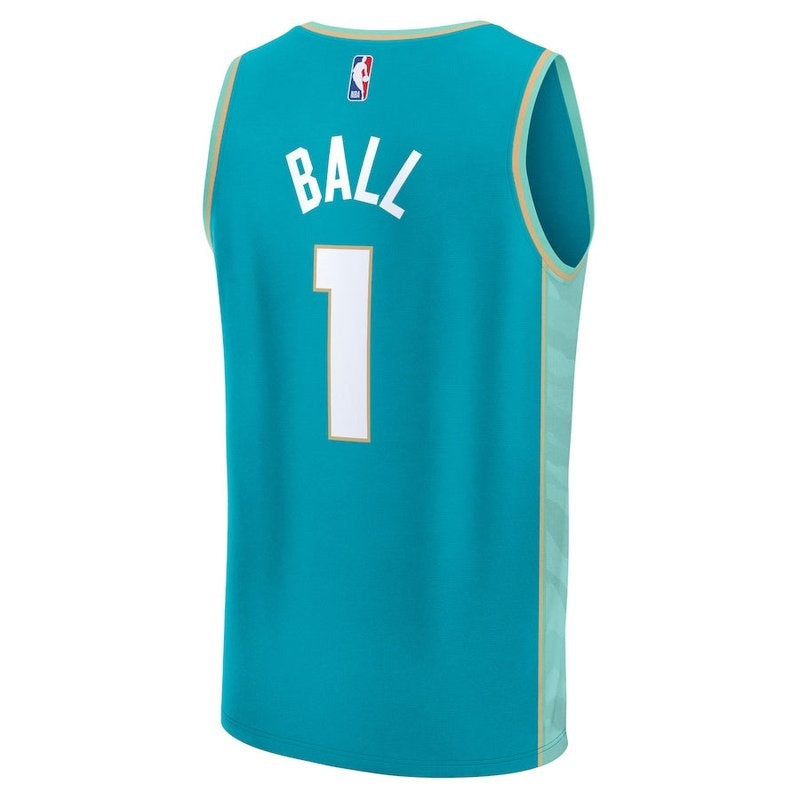 Camiseta unisex de la NBA LaMelo Ball, Charlotte Hornets, Fanatics Branded 23/24 Fast Break - Verde azulado - Edición City