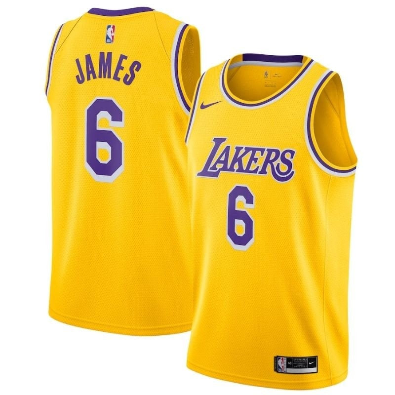Camiseta amarilla de la NBA de Los Angeles Lakers LeBron James #6 2021/22