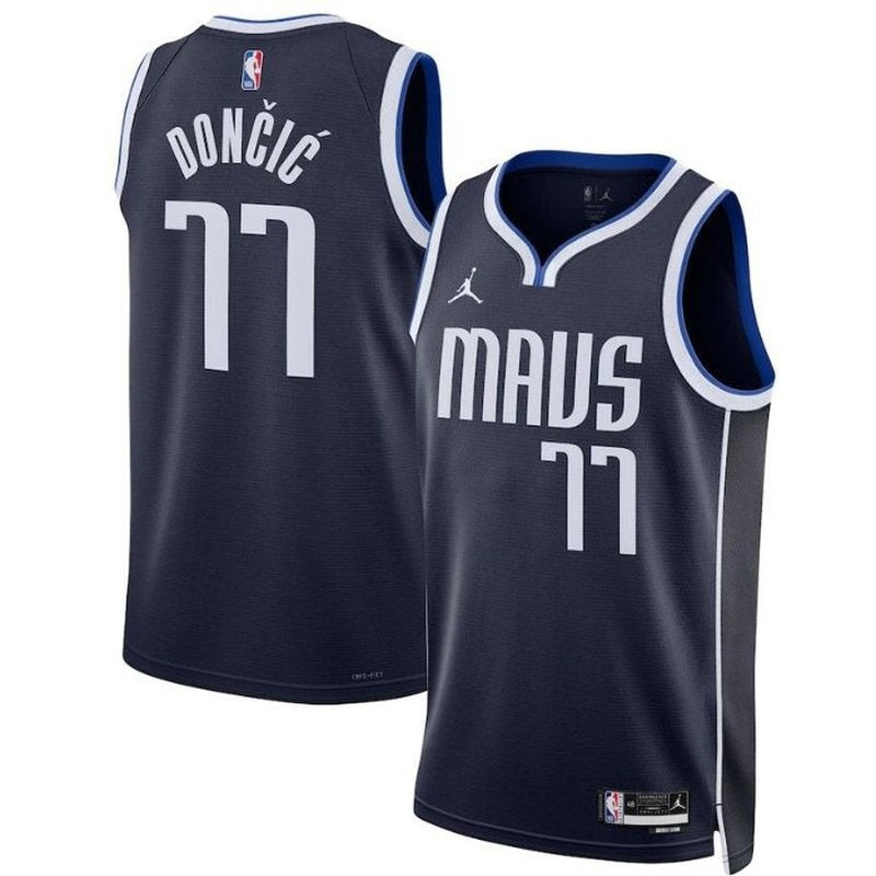 Camisa NBA Luka Dončić - Dallas Mavericks Edição Statement 2023 Unissex - Azul-Marinho