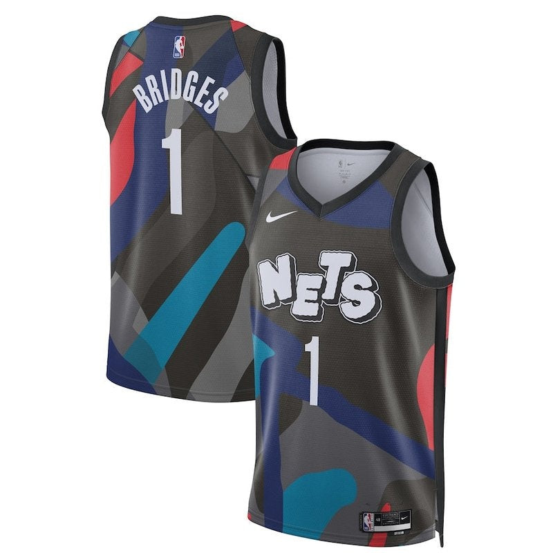 Camisa Mikal Bridges Brooklyn Nets Unissex 23/24 NBA - Preta - Edição City