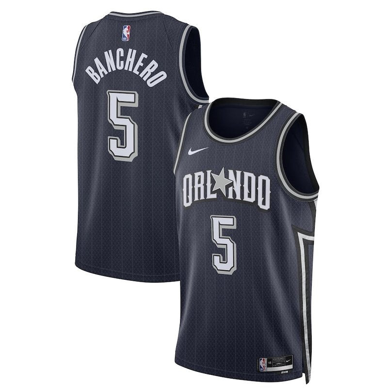 Camisa Paolo Banchero Orlando Magic Unissex 23/24 NBA - Azul-Marinho - Edição City