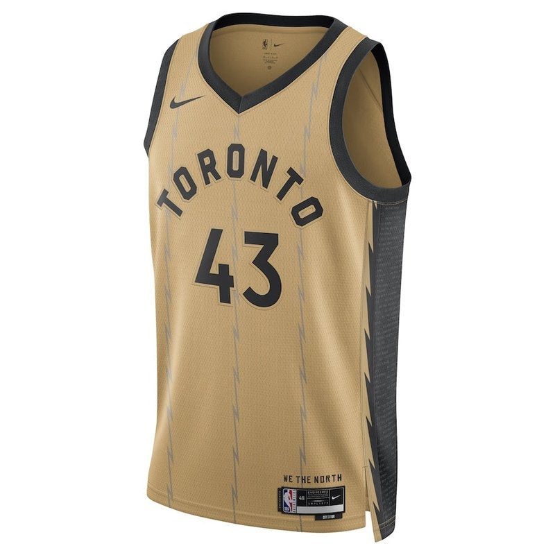 Pascal Siakam Toronto Raptors Camisa NBA Unissex 23/24 - Ouro - City Edition