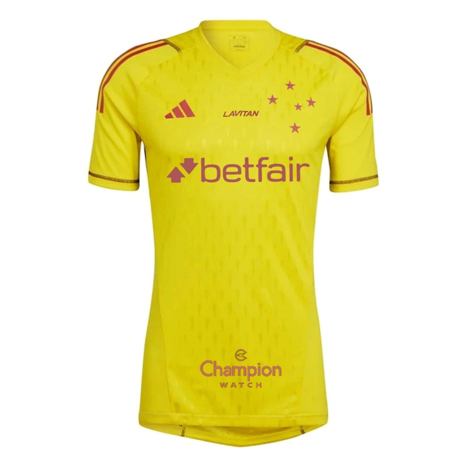 Camisa de Goleiro Cruzeiro 24/25 - Amarela - Todos os Patrocinadores - Versão Torcedor