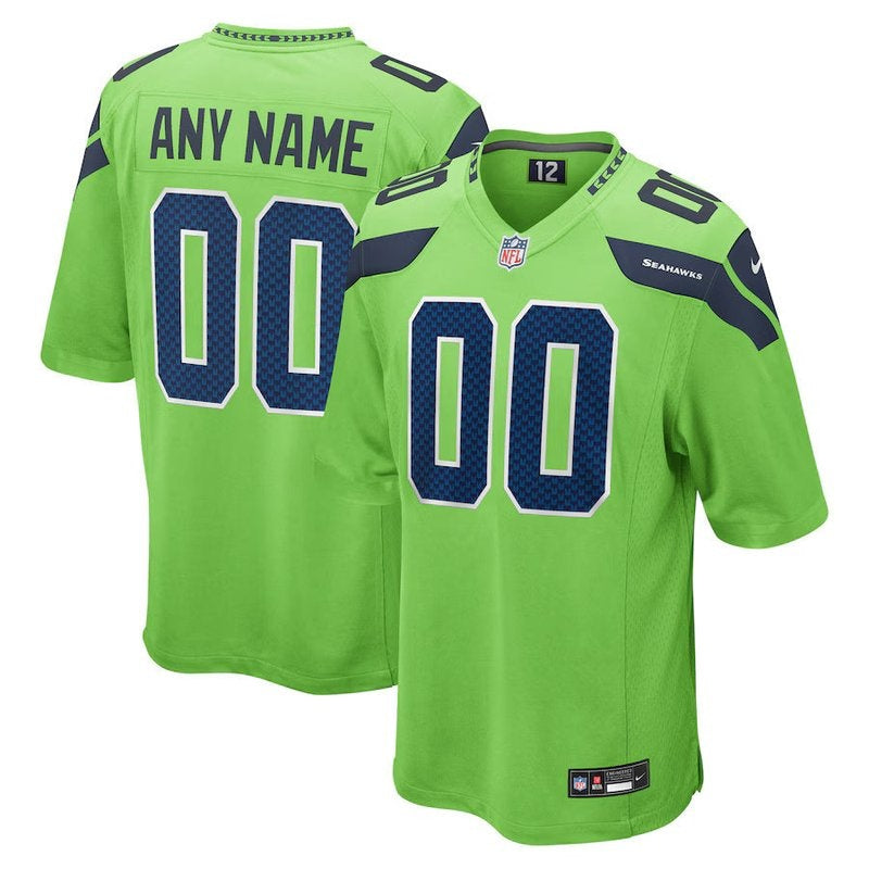 Seattle Seahawks - Camisa de jogo personalizada alternativa da NFL - Verde neon