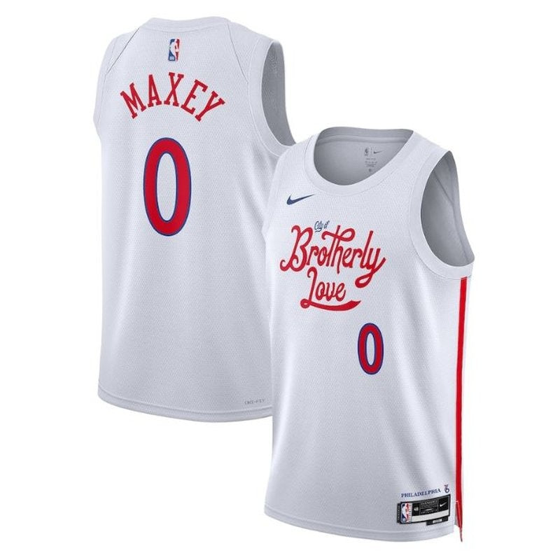 Camiseta unisex de la NBA de Tyrese Maxey de los Philadelphia 76ers 2023 - Edición Ciudad - Blanco
