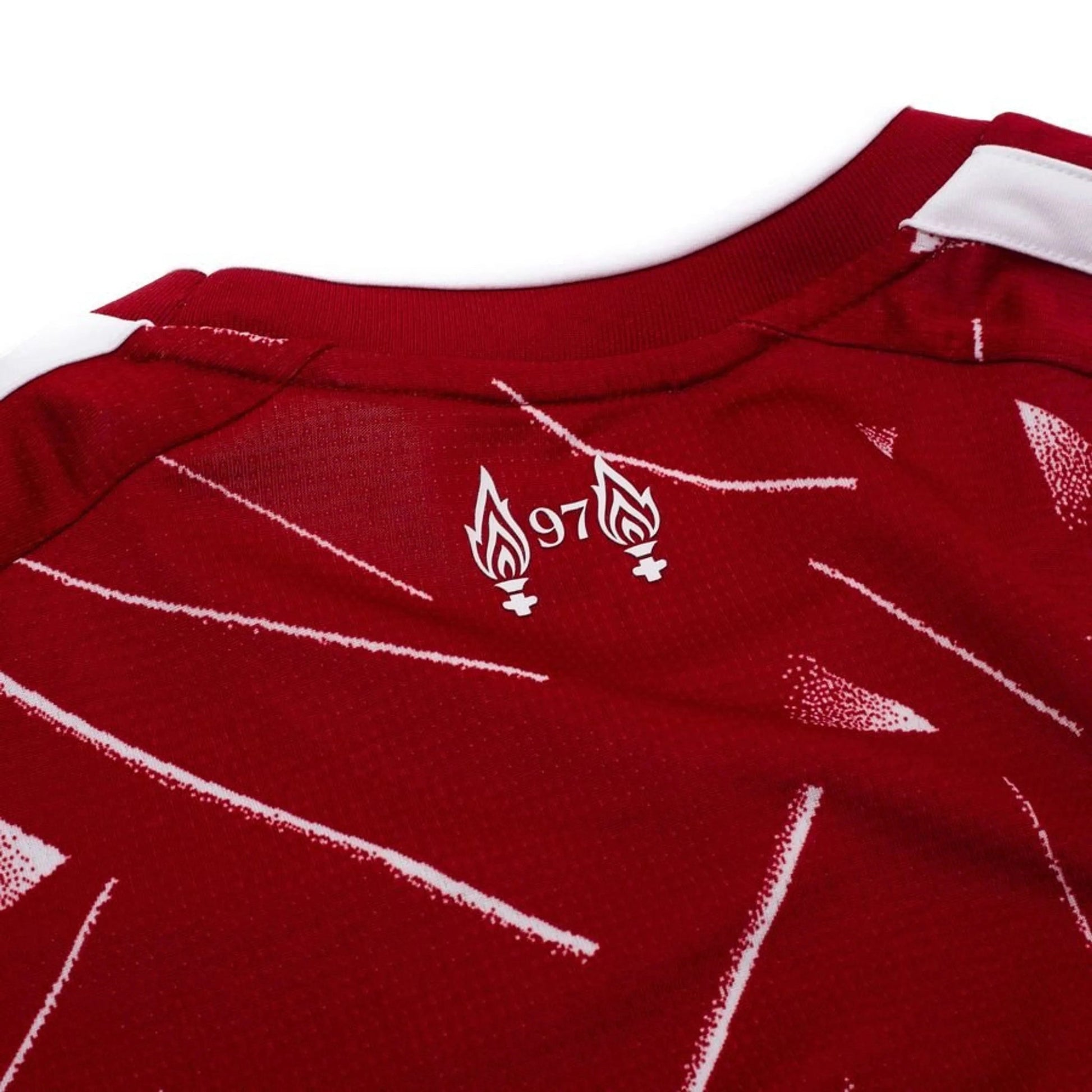 Liverpool 26/27 Home Jersey - 97 memorial flames detail