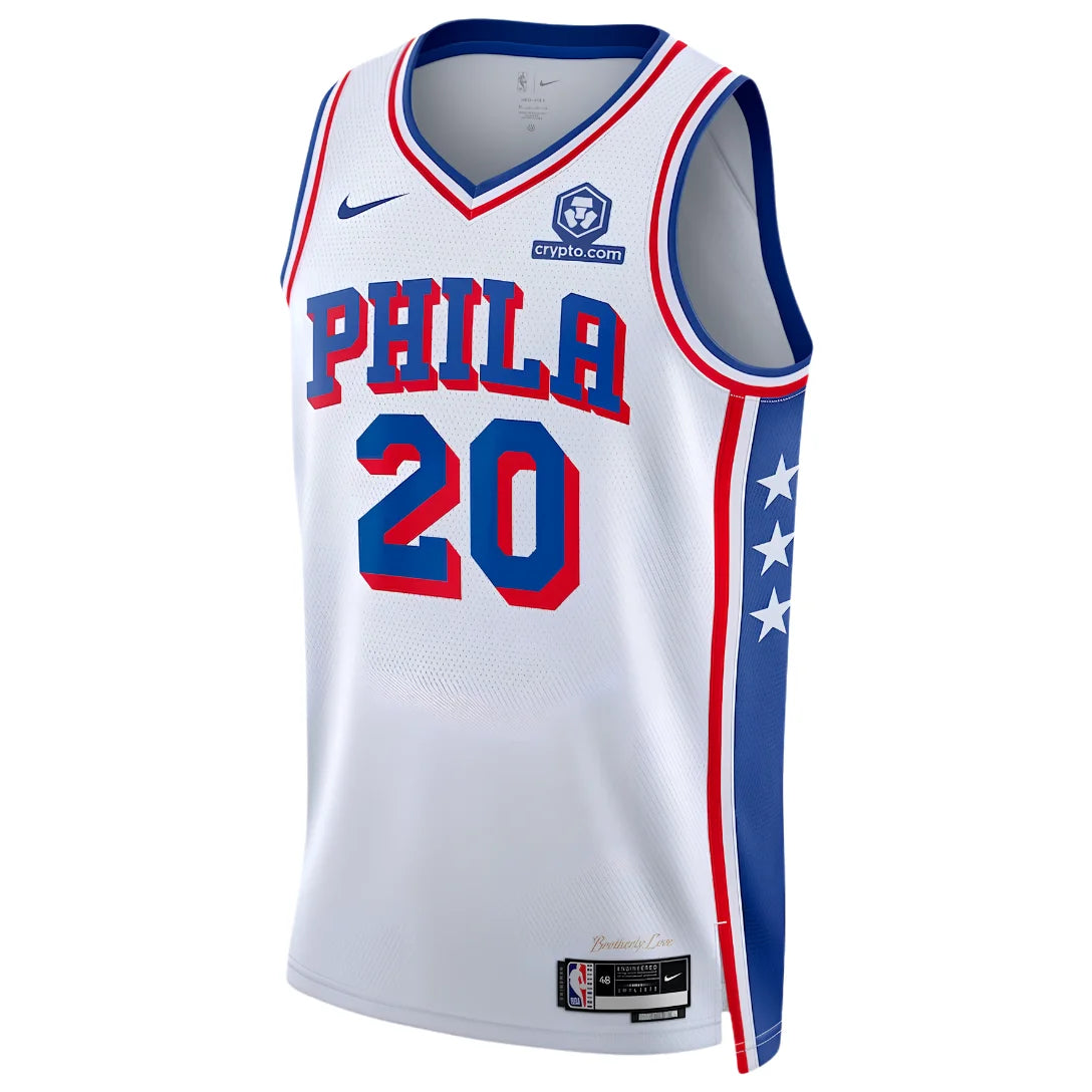 Camisa NBA Tyrese Maxey Philadelphia 76ers Unissex 23/24 - Azul Marinho - Edição City 