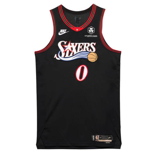 Camiseta unisex de la NBA de Tyrese Maxey, Philadelphia 76ers, 23/24, azul marino, edición City