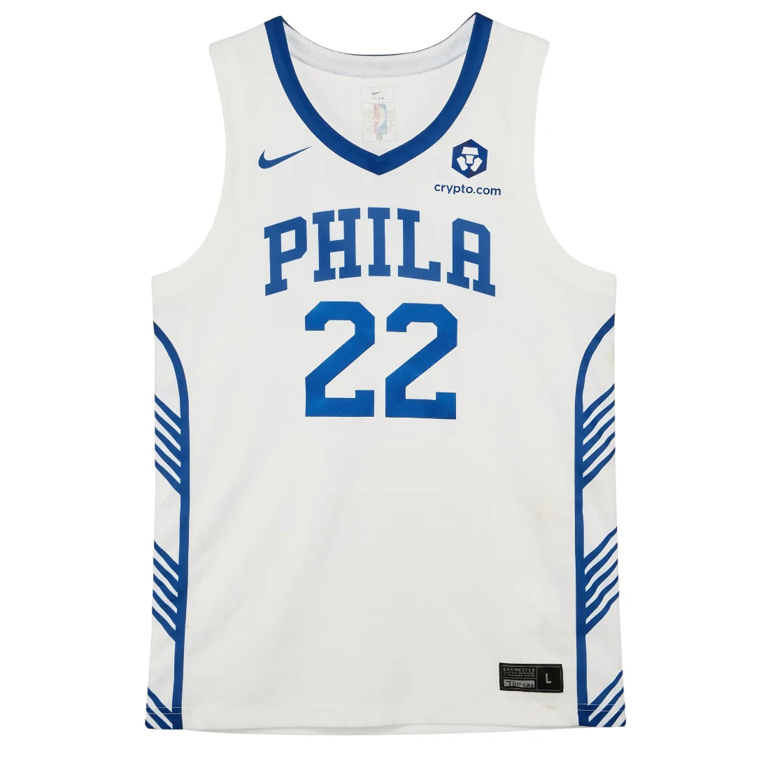 Camisa NBA Tyrese Maxey Philadelphia 76ers Unissex 23/24 - Azul Marinho - Edição City 