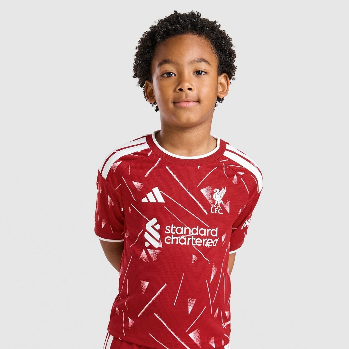 Liverpool 26/27 Home Kids Kit - worn by model side