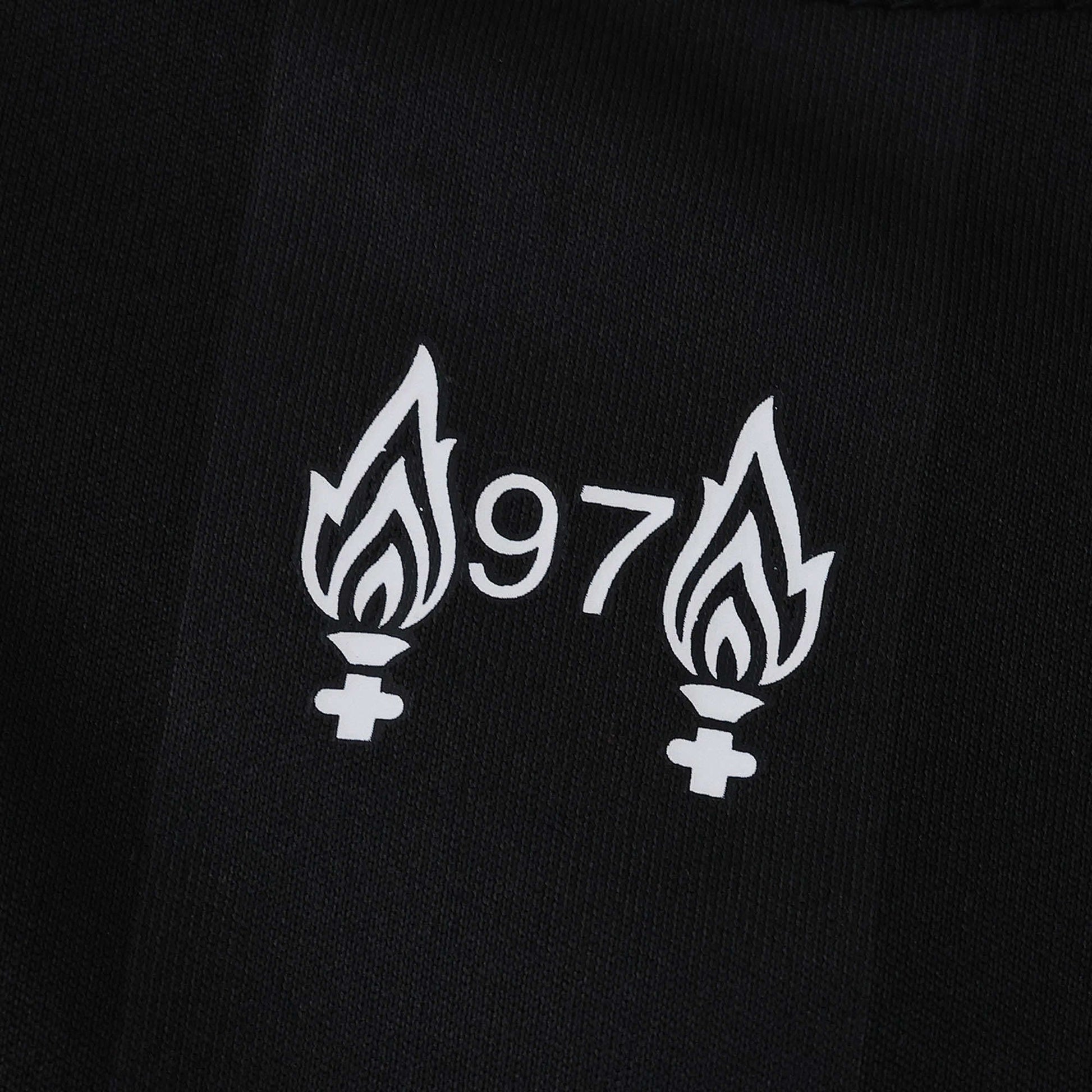 Liverpool 25/26 Goalkeeper Black Jersey - 97 memorial flames detail