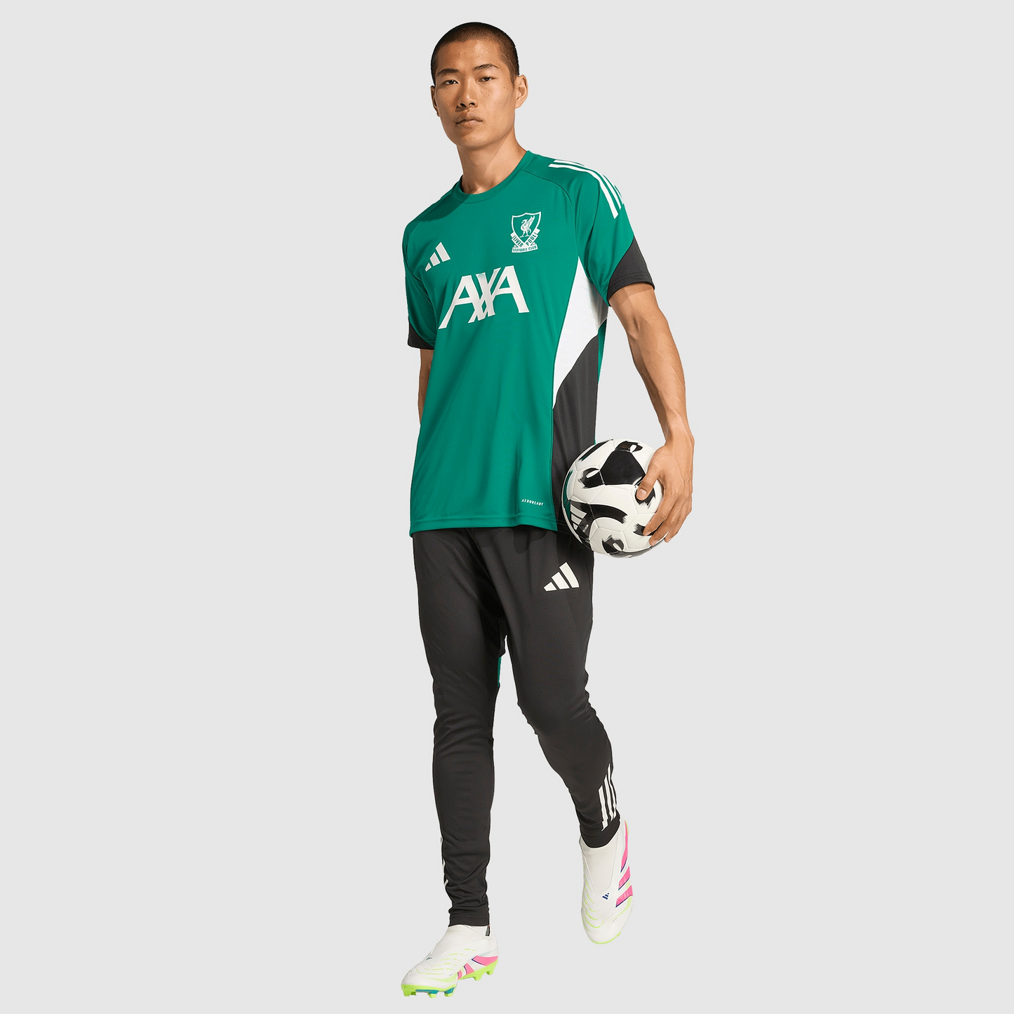 Liverpool 25/26 Training Jersey Green - worn by model full length