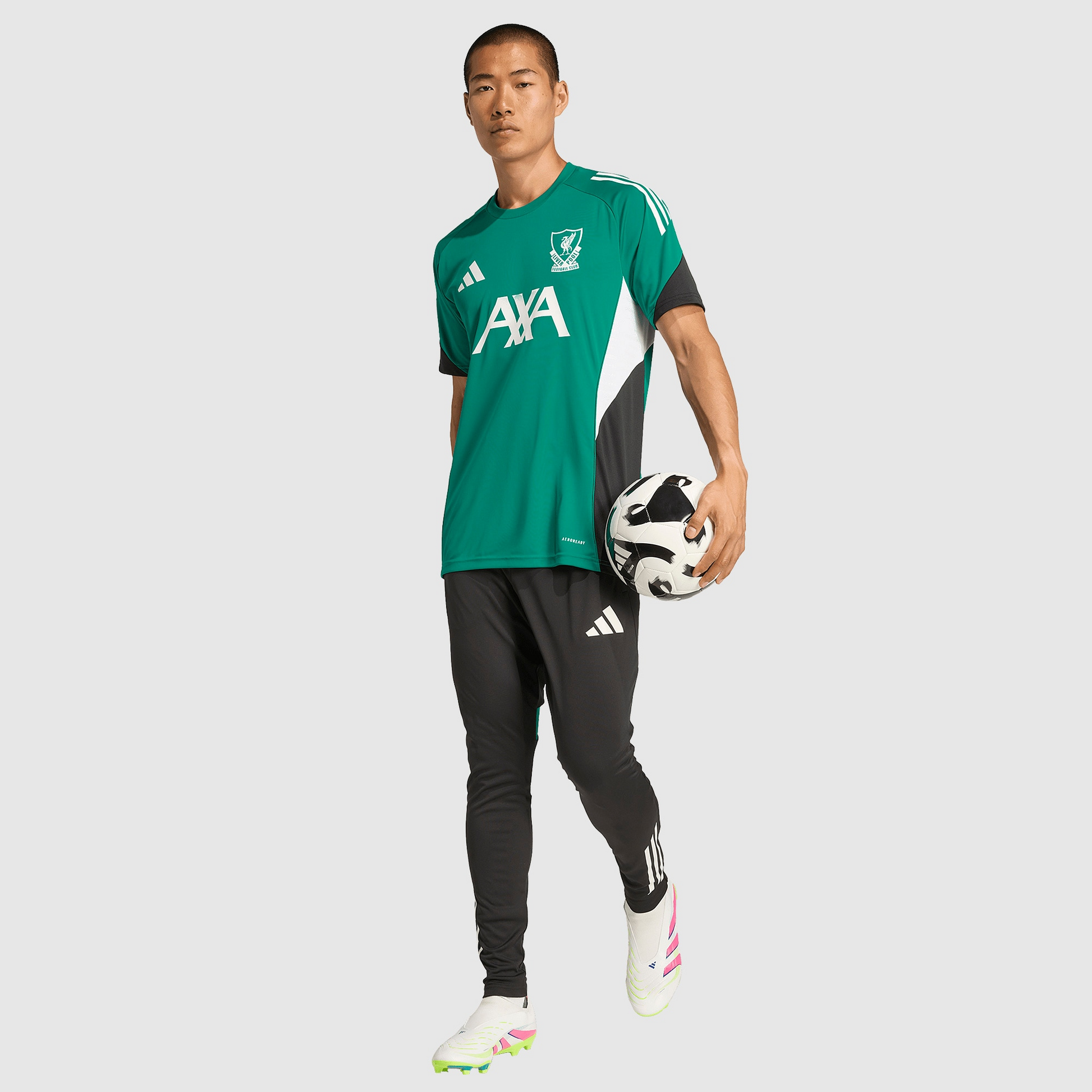 Liverpool 25/26 Training Jersey Green - worn by model full length
