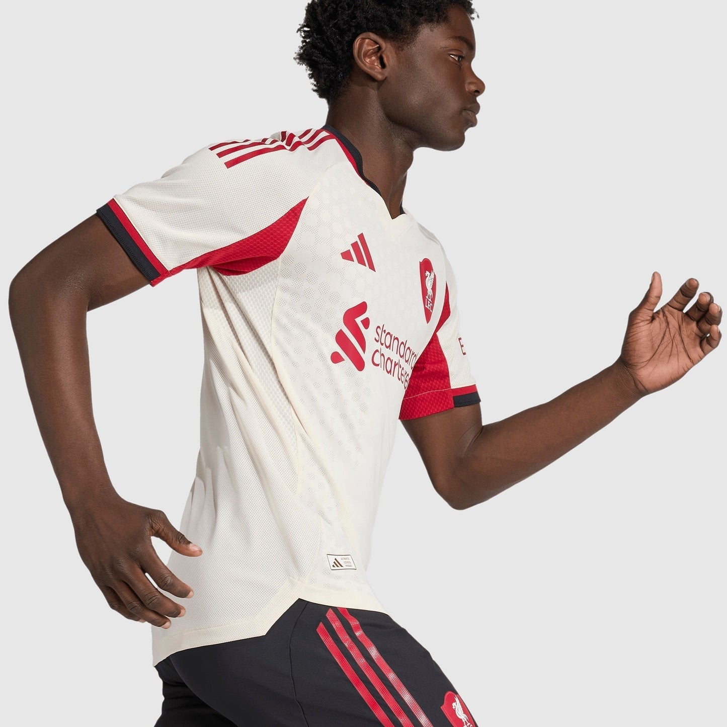 Liverpool 25/26 Away Player Jersey - worn by model side detail