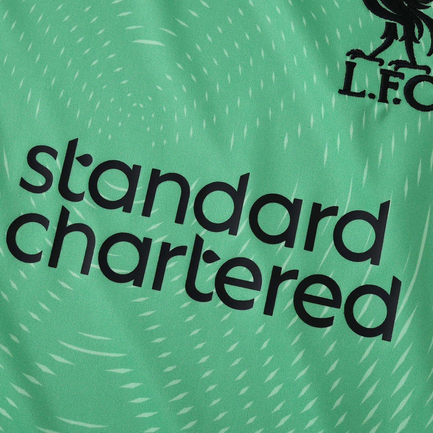 Liverpool 25/26 Goalkeeper Green Jersey - Standard Chartered sponsor detail