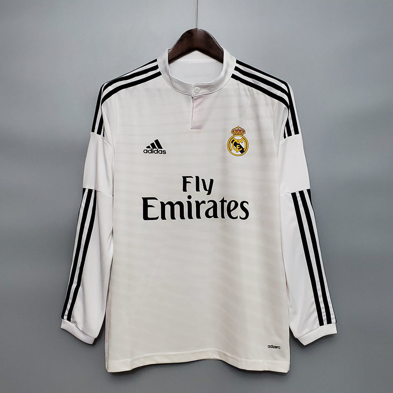 Imagem do produto Camisa Real Madrid Titular 14/15 - Versão Retro Manga Comprida com entrega para brasileiros no Reino Unido