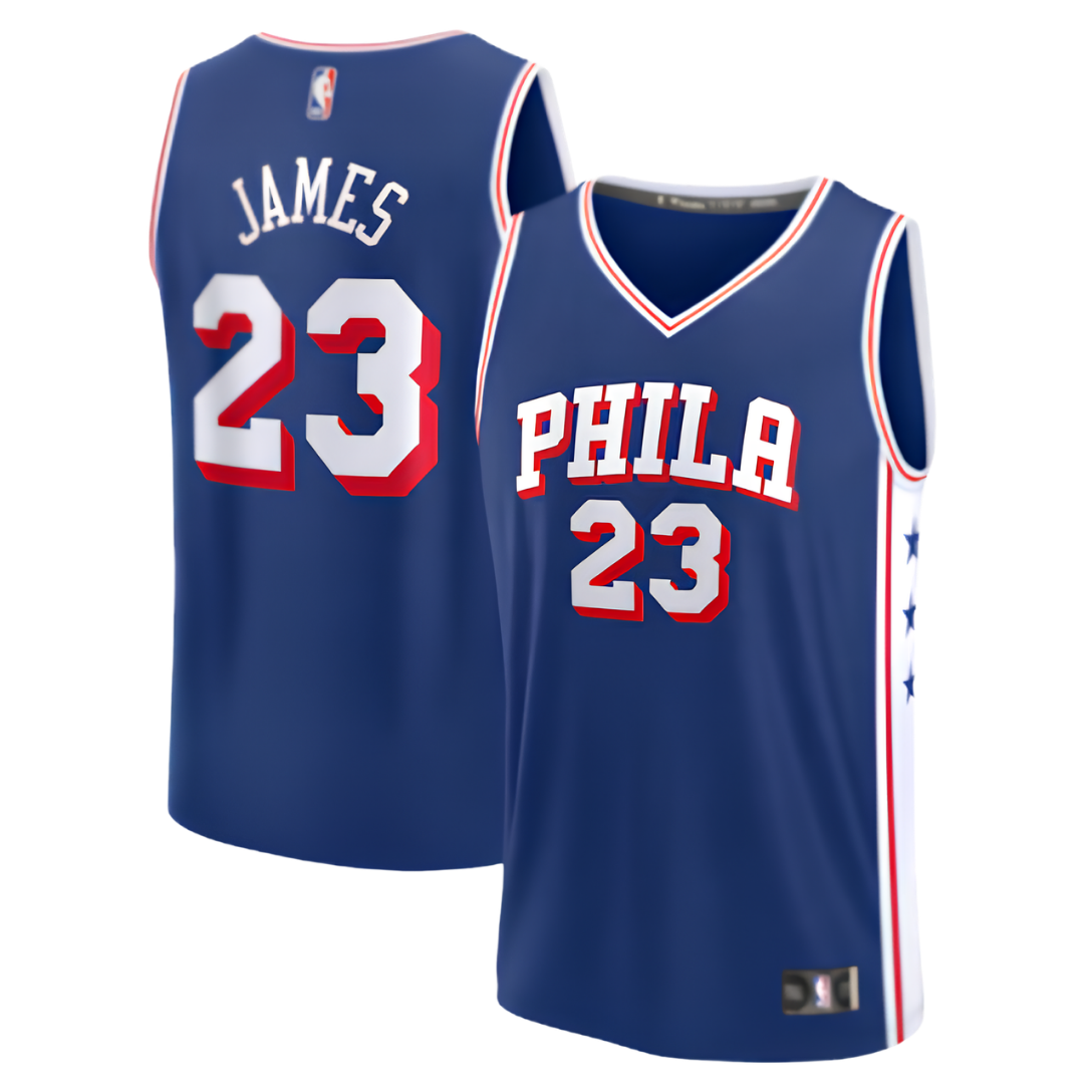 Camisa NBA Tyrese Maxey Philadelphia 76ers Unissex 23/24 - Azul Marinho - Edição City 