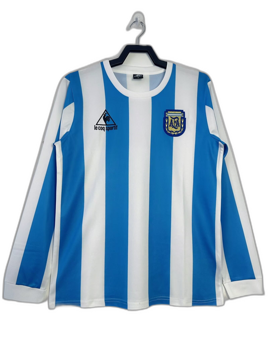 Camiseta local de Argentina 1986 I - Versión retro de manga larga