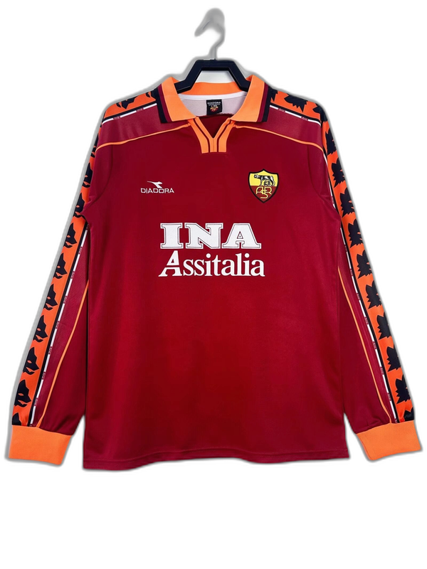 Camisa AS Roma 98/99 I Home - Versão retrô de manga comprida