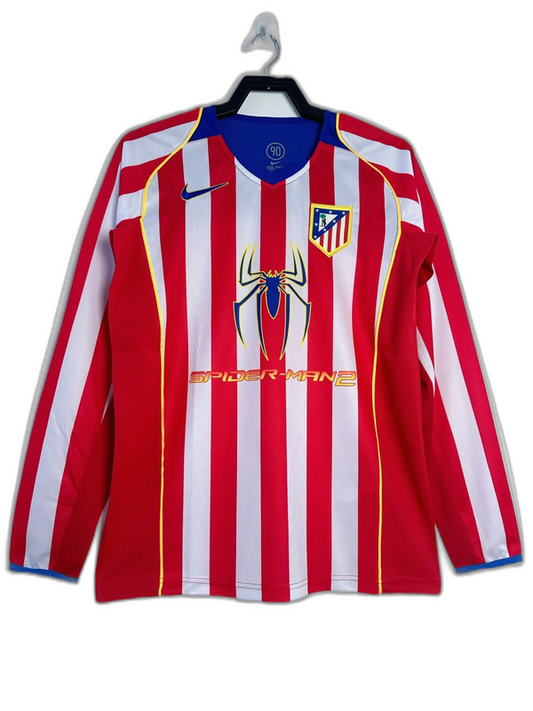 Camisa titular do Atlético de Madrid 04/05 I - Versão retrô de manga comprida