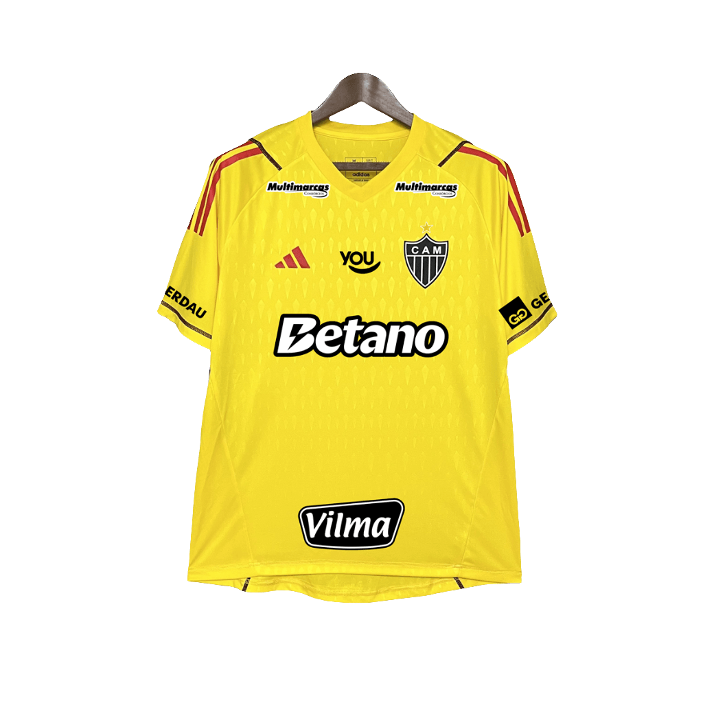 Camisa de Goleiro Atlético Mineiro 24/25 - Amarela - Todos os Patrocinadores - Versão Torcedor 