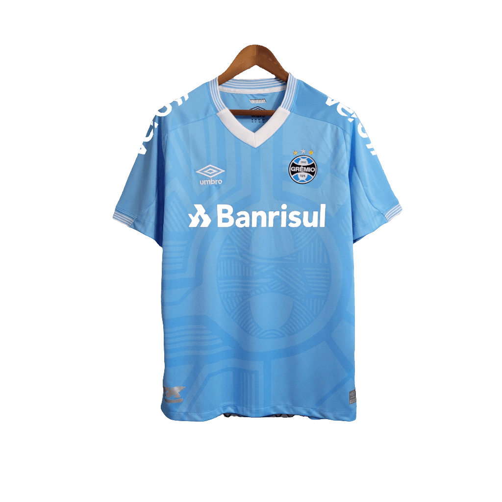 Camisa Grêmio 23/24 Edição Especial - Azul Celeste - Todos os Patrocinadores - Versão Torcedor 