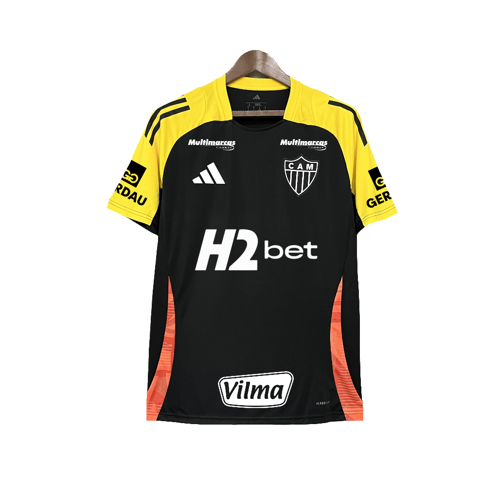 Camisa de Treino do Atlético Mineiro 25/26 - Todos os Patrocinadores - Preta - Versão Torcedor 