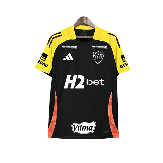 Camisa de Treino do Atlético Mineiro 25/26 - Todos os Patrocinadores - Preta - Versão Torcedor 