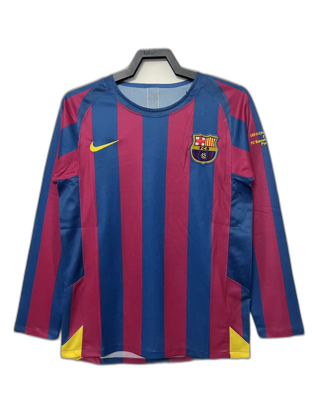 Camisa Barcelona 05/06 I Home - Manga Longa Versão Retro