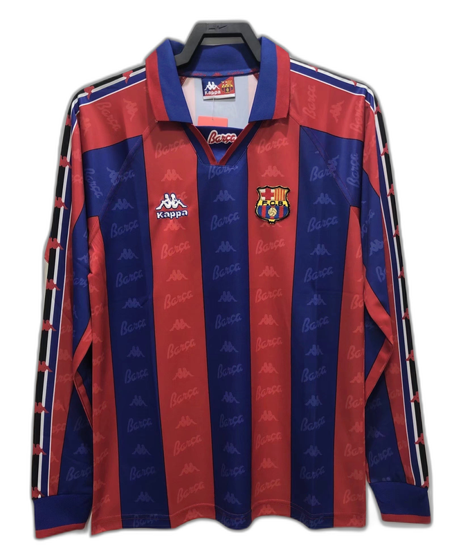 Camisa titular do Barcelona 96/97 I - Versão retrô de manga comprida