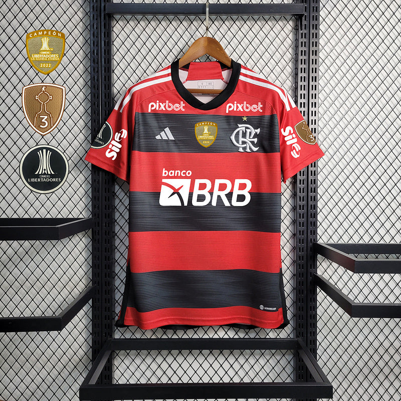 Imagem do produto Flamengo 23-24 Home Full patrocínio + patches com entrega para brasileiros no Reino Unido