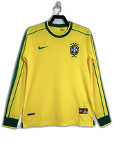 Camisa Brasil 1998 I Home - Manga Longa Versão Retrô