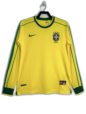 Camisa Brasil 1998 I Home - Manga Longa Versão Retrô