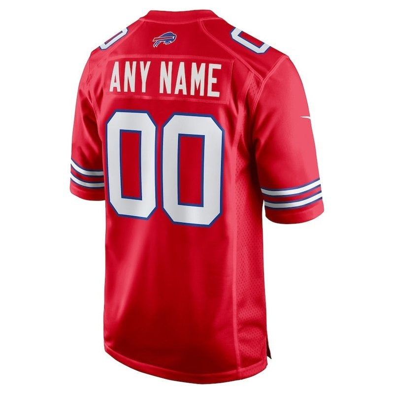 Buffalo Bills - Camisa de jogo alternativa personalizada da NFL - Vermelha