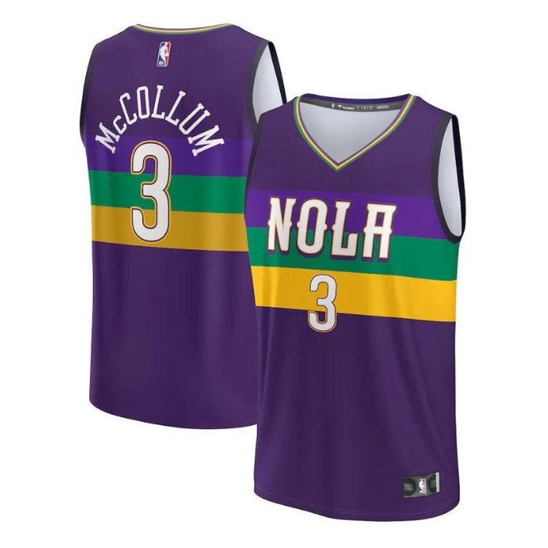 Camiseta unisex de la NBA Fastbreak de los New Orleans Pelicans 2023 de CJ McCollum - Edición City - Morada