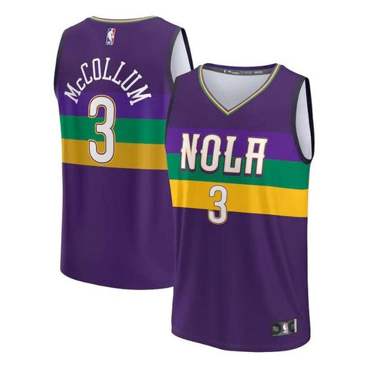 Camiseta unisex de la NBA Fastbreak de los New Orleans Pelicans 2023 de CJ McCollum - Edición City - Morada