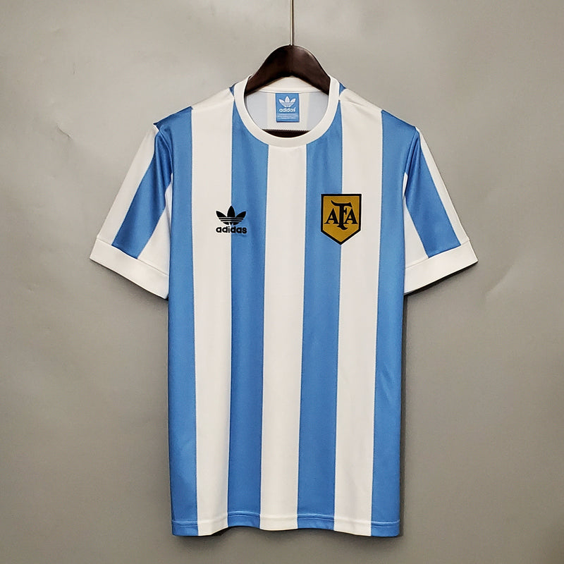 Imagem do produto Camisa Argentina Titular 1978 - Versão Retro com entrega para brasileiros no Reino Unido