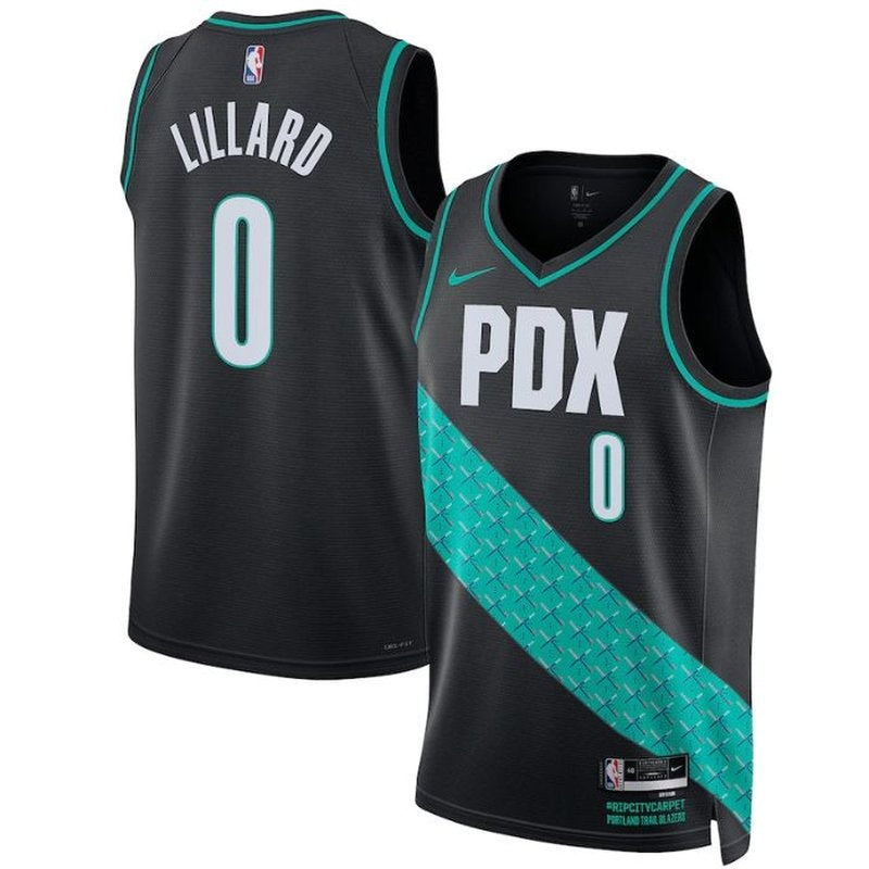 Camiseta unisex de la NBA Damian Lillard de los Portland Trail Blazers 2023 - Edición City - Negra