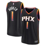 Camisa NBA Devin Booker Phoenix Suns 2023 Fast Break Player Preta - Edição Statement 