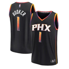Camisa NBA Devin Booker Phoenix Suns 2023 Fast Break Player Preta - Edição Statement 