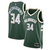 Camiseta unisex de la NBA de Giannis Antetokounmpo de los Milwaukee Bucks 2023 - Edición Ícono - Verde cazador