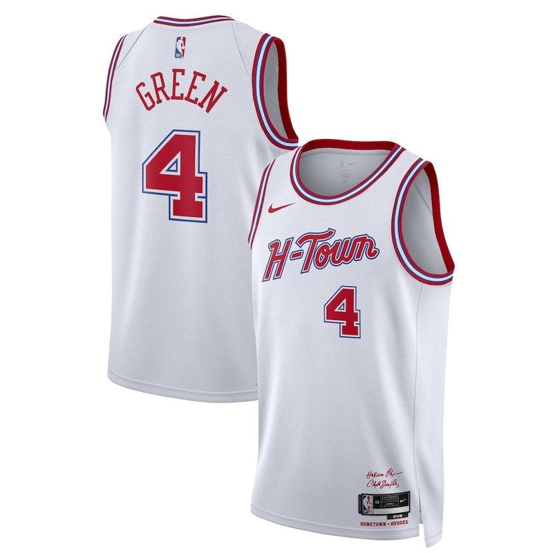 Camiseta unisex de la NBA de Jalen Green, Houston Rockets, 23/24 - Blanca - Edición Ciudad