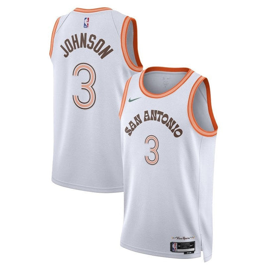 Camisa Keldon Johnson San Antonio Spurs Unissex 23/24 NBA - Branca - Edição City 