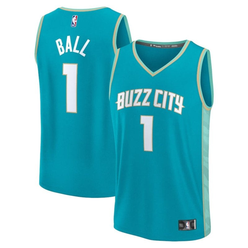 Camiseta unisex de la NBA LaMelo Ball, Charlotte Hornets, Fanatics Branded 23/24 Fast Break - Verde azulado - Edición City