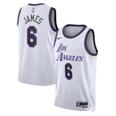 Camiseta unisex de la NBA de LeBron James Los Angeles Lakers 2023 - Edición City - Blanca